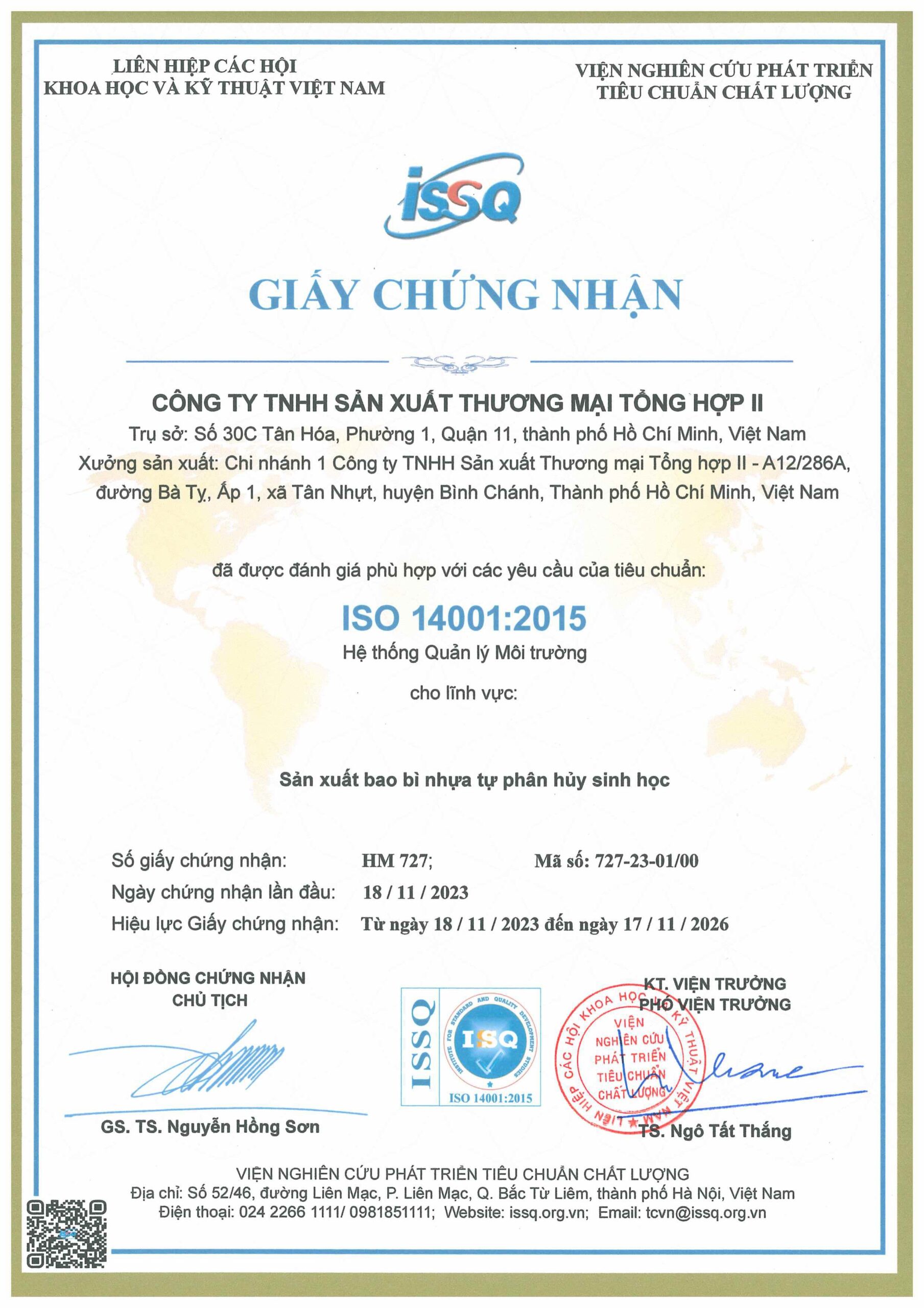 Chứng nhận ISO 14001-2015