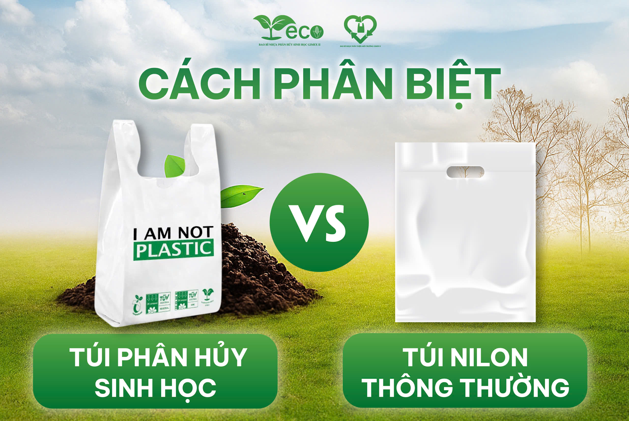 Phân biệt túi phân hủy sinh học và túi nilon thông thường