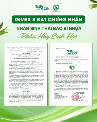 Gimex II đạt chứng nhận bao bì nhựa phân hủy sinh học