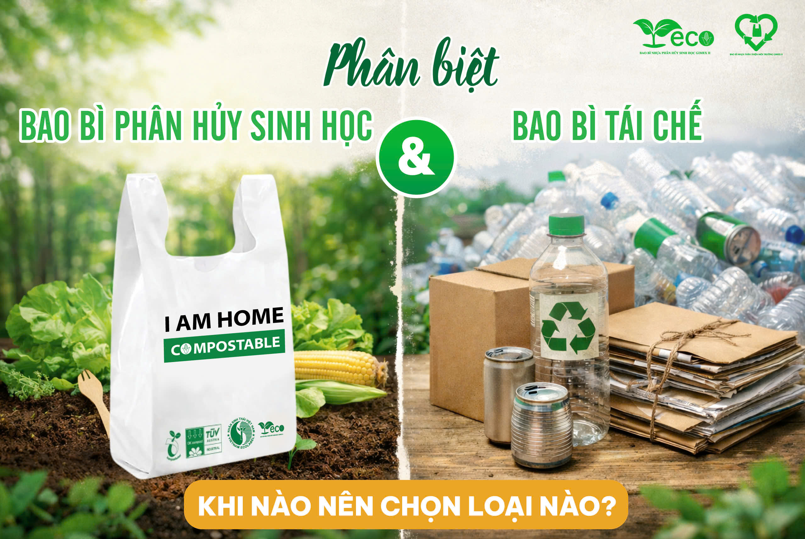 Phân biệt bao bì phân hủy sinh học và bao bì tái chế để doanh nghiệp đưa ra lựa chọn bền vững.