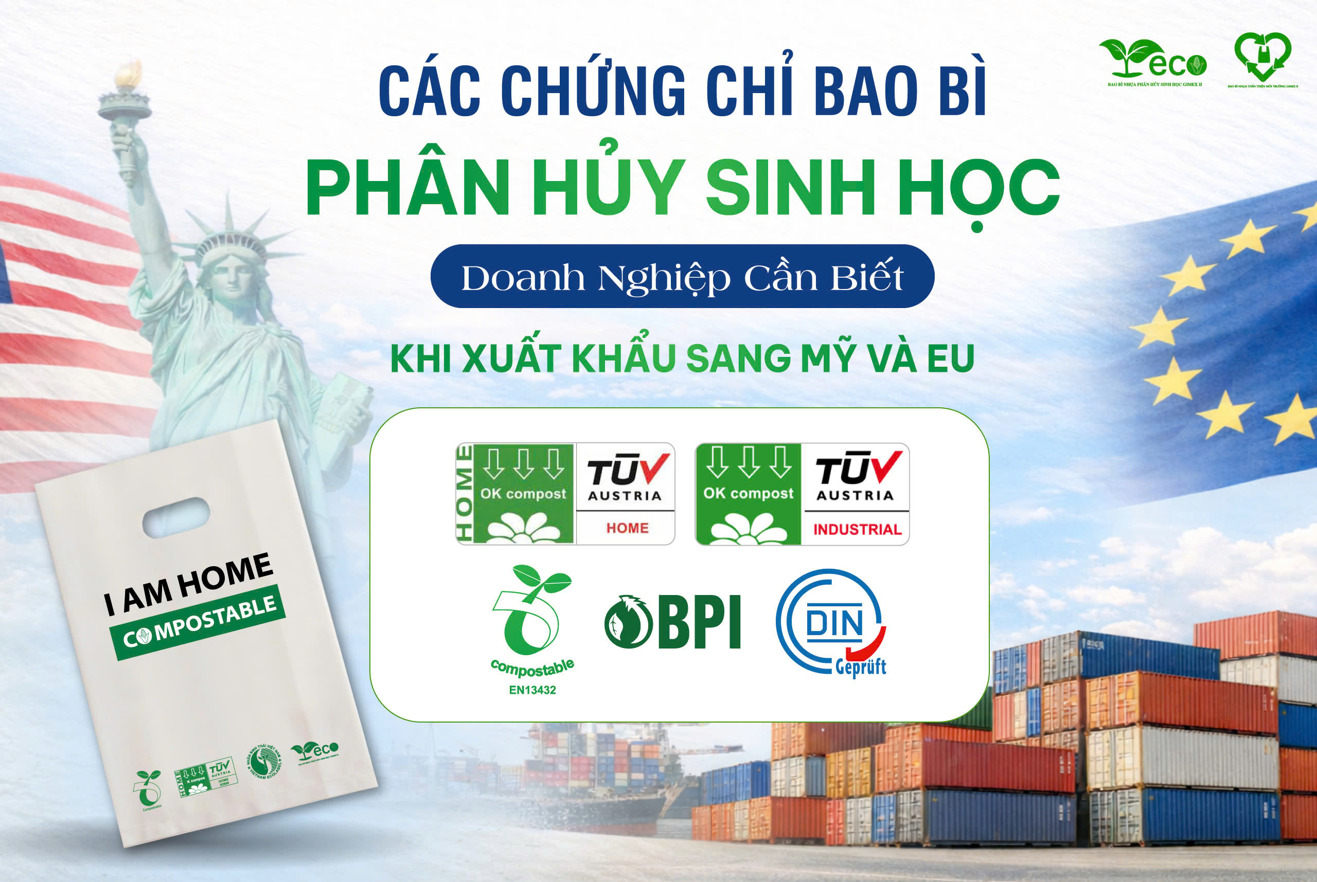 Chứng chỉ bao bì phân hủy sinh học khi xuất khẩu sang Mỹ và EU