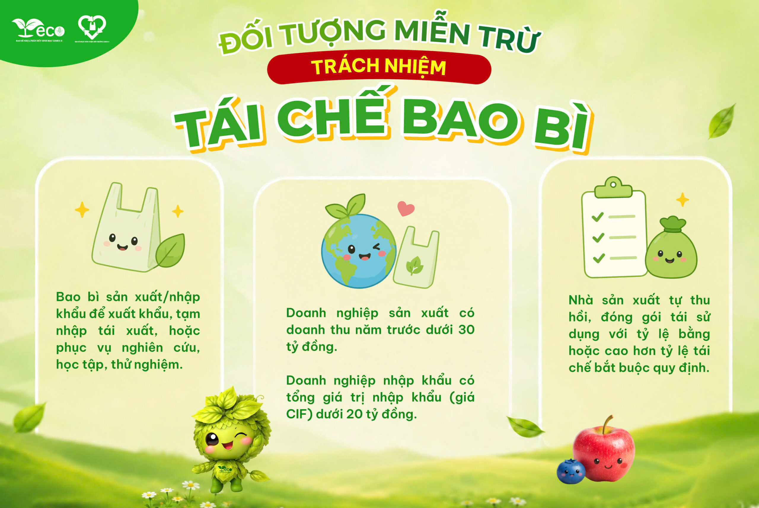 Đối tượng miễn trừ trách nhiệm tái chế bao bì 